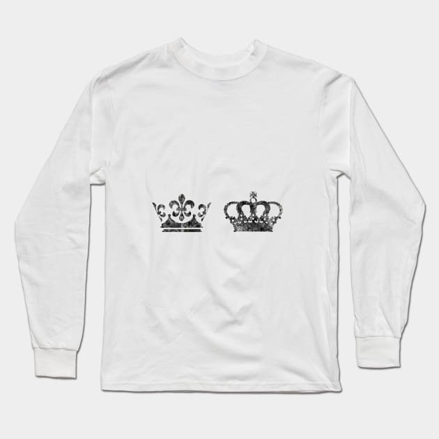 King and Queen Crown Long Sleeve T-Shirt by RosaliArt